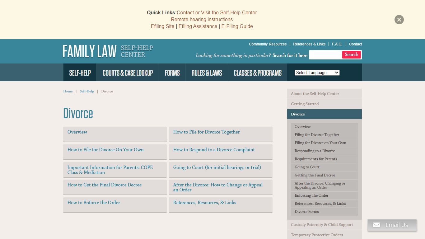 Family Law Self-Help Center - Divorce